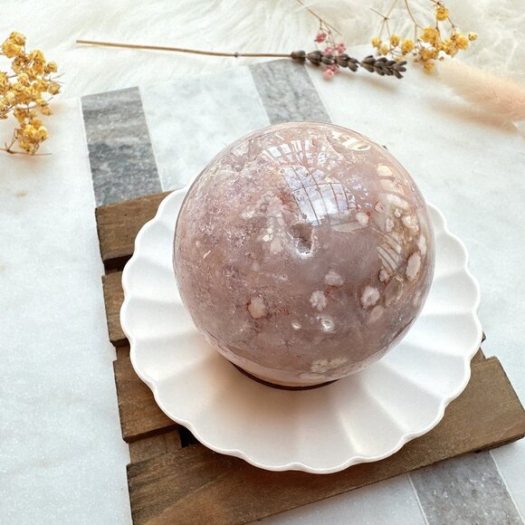 Gorgeous Pink Amethyst with Flower Agate Sphere - Picture 4 of 9